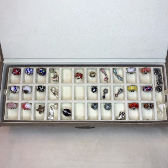 Sterling Silver Pandora Bracelets, Charms and Suede Jewelry Box. - Picture 4 of 8